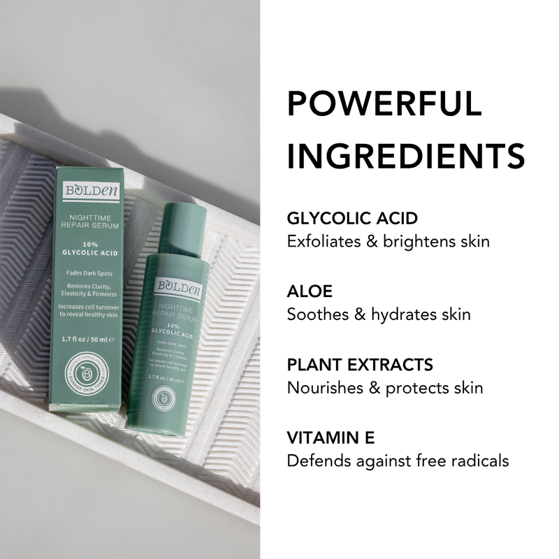 Boldenusa.com Bolden Nighttime Repair Serum | 10% Glycolic Acid Serum for Dark Spots Facial Line White Smoke