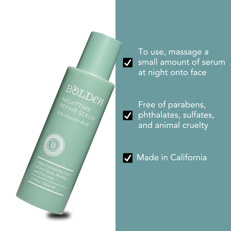 Boldenusa.com Bolden Nighttime Repair Serum | 10% Glycolic Acid Serum for Dark Spots Facial Line Cadet Blue