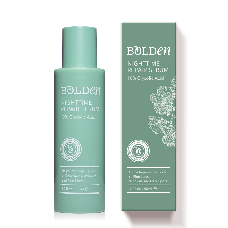 Boldenusa.com Bolden Nighttime Repair Serum | 10% Glycolic Acid Serum for Dark Spots Facial Line Dark Sea Green