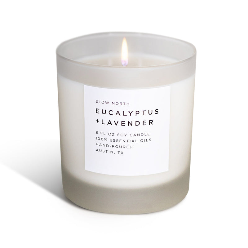 Slow North Eucalyptus + Lavender - Signature Soy Candle Frosted Candles White Smoke