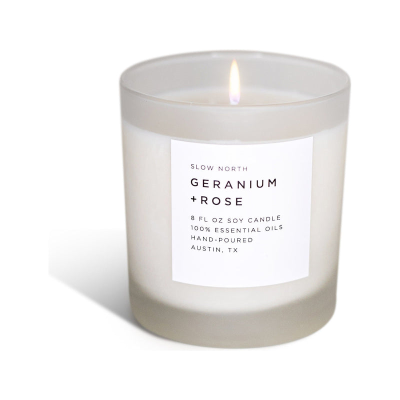 Slow North Geranium + Rose - Signature Candle Frosted Candles Light Gray