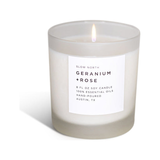 Slow North Geranium + Rose - Signature Candle Frosted Candles Light Gray