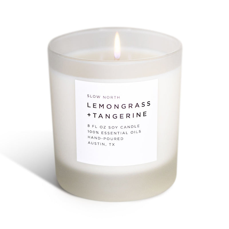 Slow North Lemongrass + Tangerine - Signature Candle Frosted Candles Light Gray