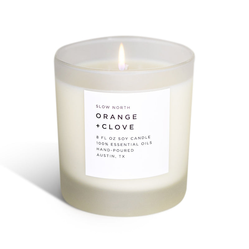 Slow North Orange + Clove - Signature Soy Candle Frosted Candles Light Gray
