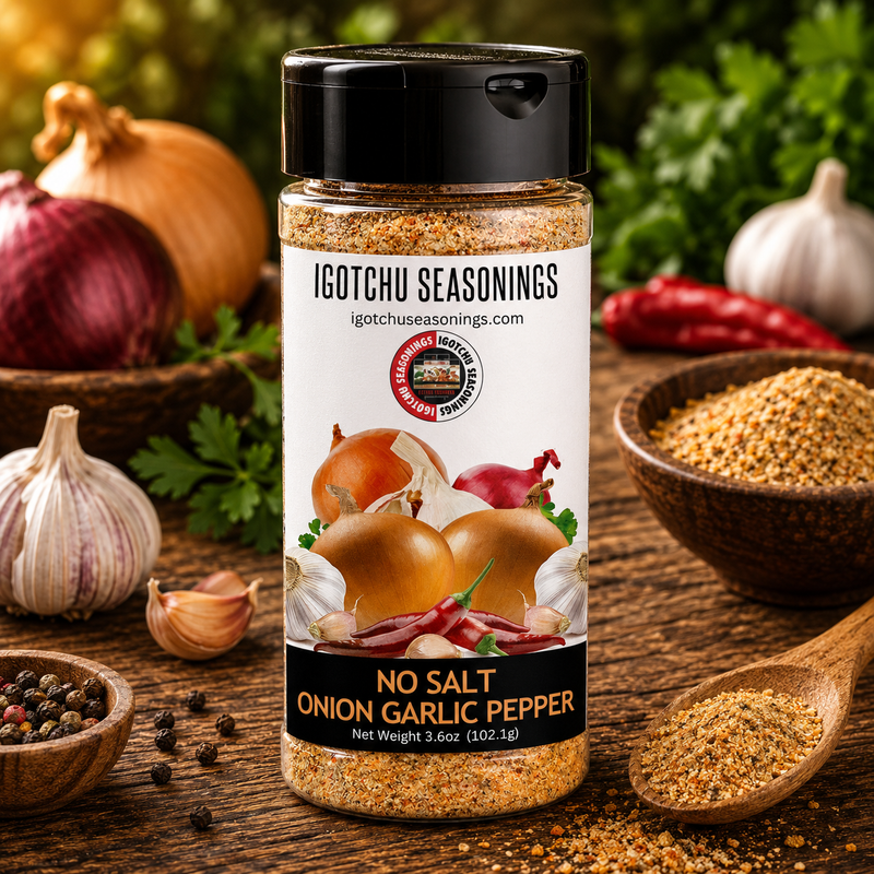 Igotchu Seasonings Igotchu No Salt Onion Garlic pepper Seasonings & Spices Black 5.5 oz,8 oz