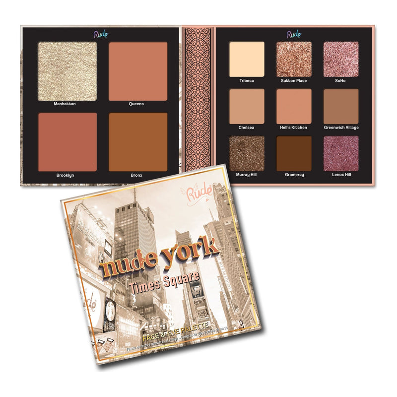 Rude Cosmetics Nude York Face and Eye Palette Face Palettes Rosy Brown Nude York