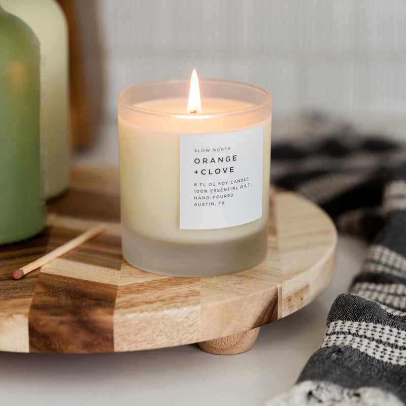 Slow North Orange + Clove - Signature Soy Candle Frosted Candles Dark Gray