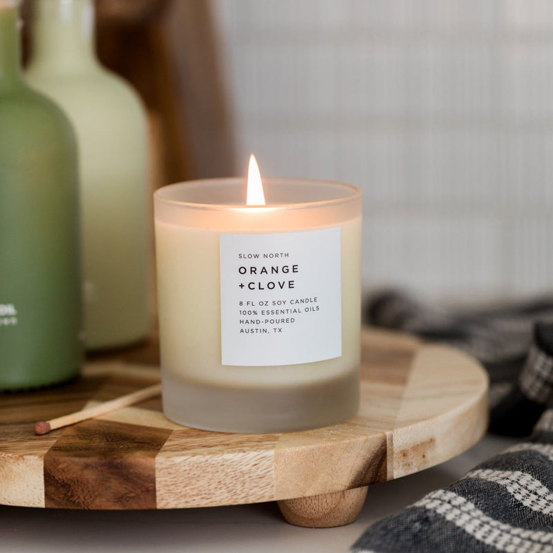 Slow North Orange + Clove - Signature Soy Candle Frosted Candles Dark Gray