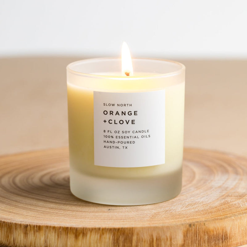 Slow North Orange + Clove - Signature Soy Candle Frosted Candles Tan