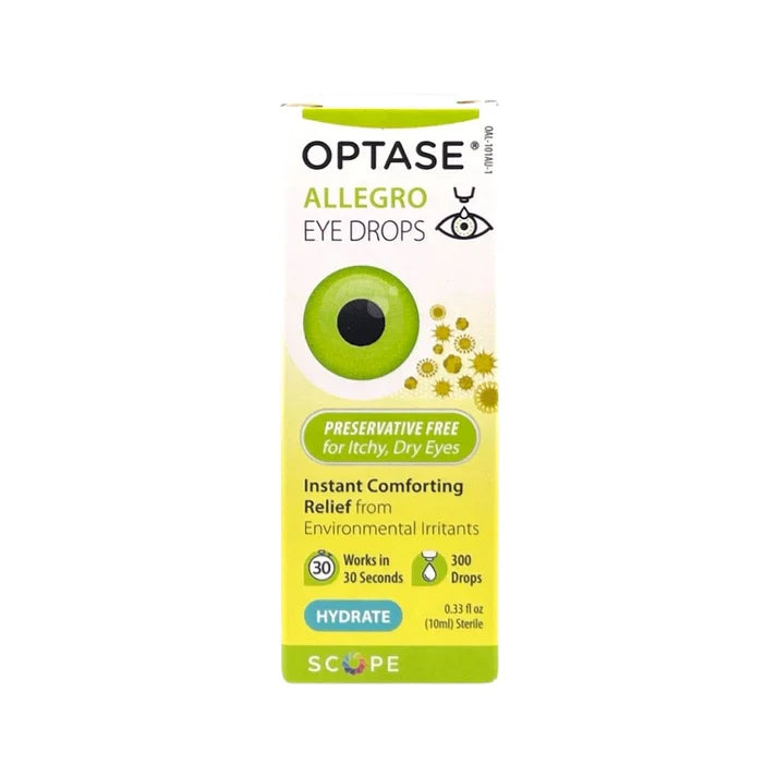 Optase Optase Allegro Eye Drops for Dry Eyes - Eye Drops for Allergies and Eye Itching Symptom Relief - Lub 0.33 Oz Eye Drops White Smoke