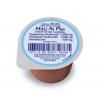 MAG-AL PLUS Magnesium-Aluminum-Simethicone Oral Suspension, 30 mL Unit-Dose Cups (100 Per Case) Medicine & Drugs White Smoke