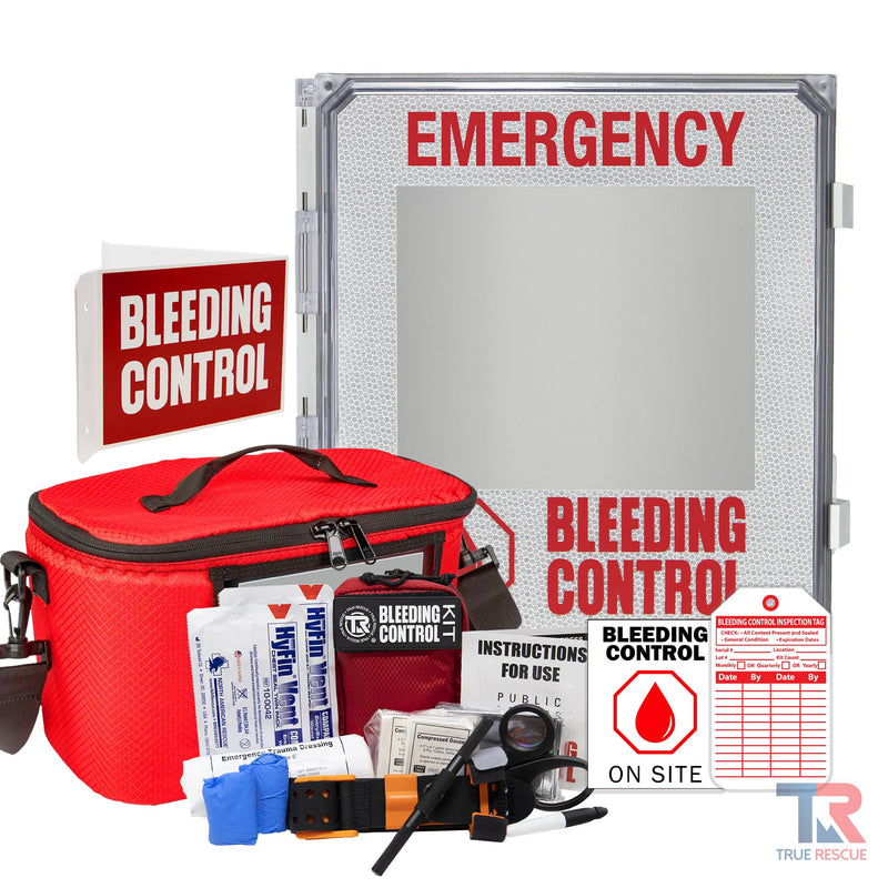 True Rescue Outdoor Kit Station Bleeding Control Bundles Light Gray Intermediate (SAM XT) / 4 Kit - (With Carry Bag) / Non-Alarmed,Intermediate (SAM XT) / 4 Kit - (With Carry Bag) / Alarmed,Intermediate (SAM XT) / 4 Kit - (With Carry Bag) / Alarmed With Keypad