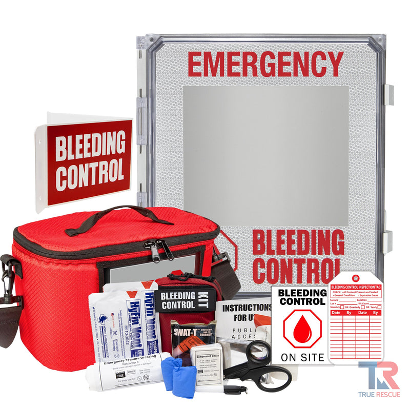 True Rescue Outdoor Kit Station Bleeding Control Bundles Light Gray Premium (SWAT-T & QuikClot Z-Fold) / 4 Kit - (With Carry Bag) / Non-Alarmed,Premium (SWAT-T & QuikClot Z-Fold) / 4 Kit - (With Carry Bag) / Alarmed,Premium (SWAT-T & QuikClot Z-Fold) / 4 Kit - (With Carry Bag) / Alarmed With Keypad