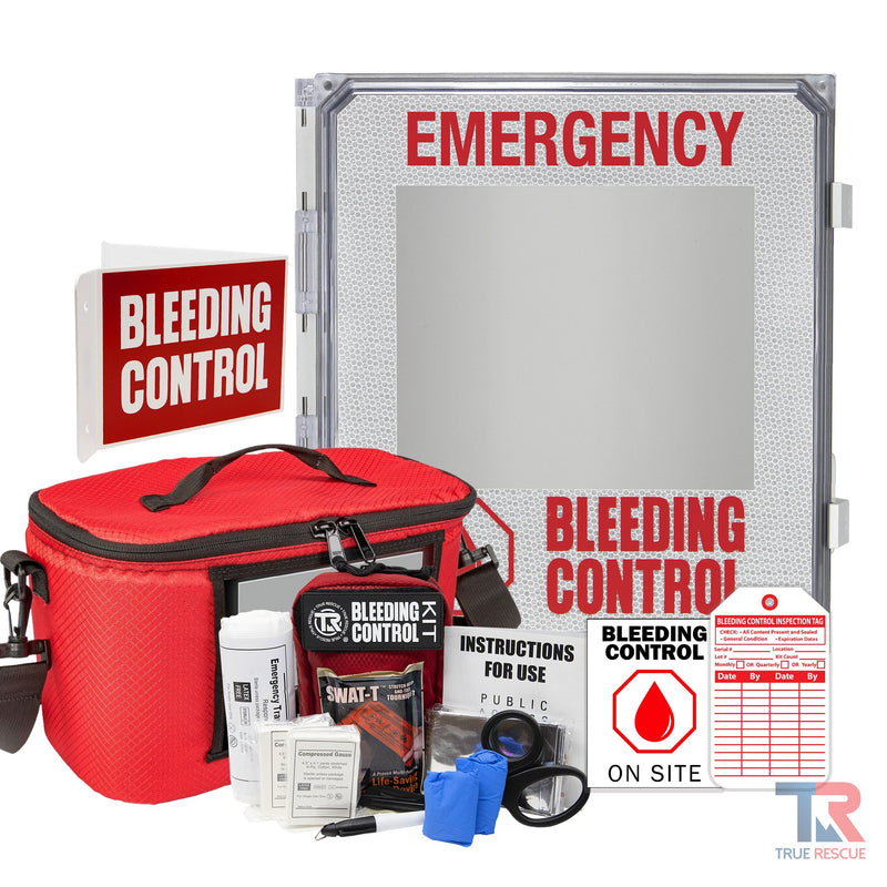 True Rescue Outdoor Kit Station Bleeding Control Bundles Light Gray Standard (SWAT-T) / 4 Kit - (With Carry Bag) / Non-Alarmed,Standard (SWAT-T) / 4 Kit - (With Carry Bag) / Alarmed,Standard (SWAT-T) / 4 Kit - (With Carry Bag) / Alarmed With Keypad