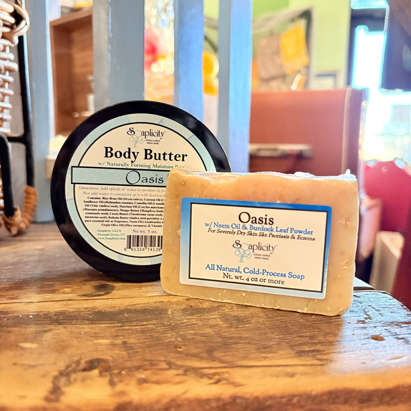 Soaplicity Oasis Bundles for Severely Dry Skin Bundles Tan Oasis Soap & Lotion Bar,Oasis Soap & Body Butter,Oasis Soap, Lotion Bar & Body Butter