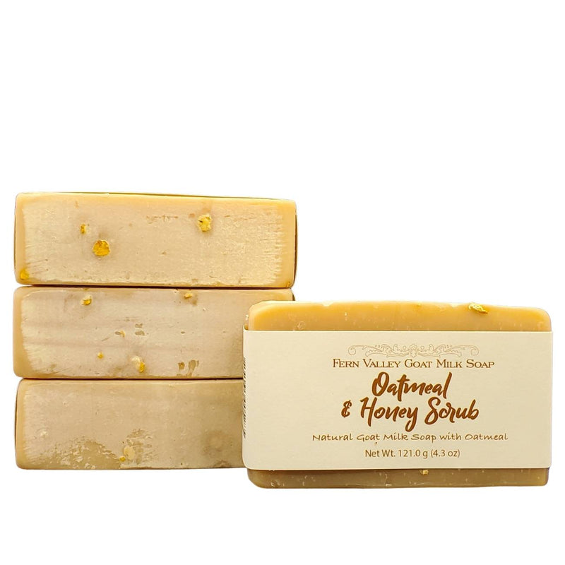 Fern Valley Soap Natural Goat Milk Soap | Exfoliating Scrub | Oatmeal & Honey Goat Milk Soap White Smoke