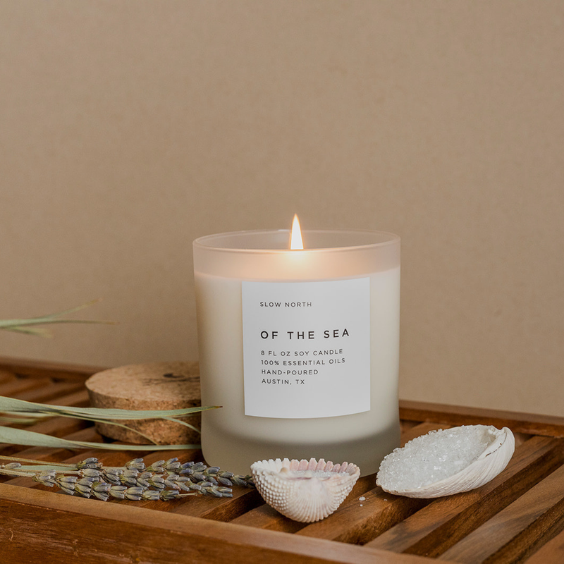 Slow North Of The Sea - Signature Soy Candle – Eucalyptus, Lavender & Peppermint Frosted Candles Rosy Brown