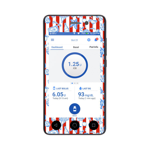 Peelz Spritz Parade Sticker for Omnipod DASH® PDM – Pump Peelz Peelz/Stickers White Smoke Whole System Peelz (front + case),Front Peelz,Case Peelz