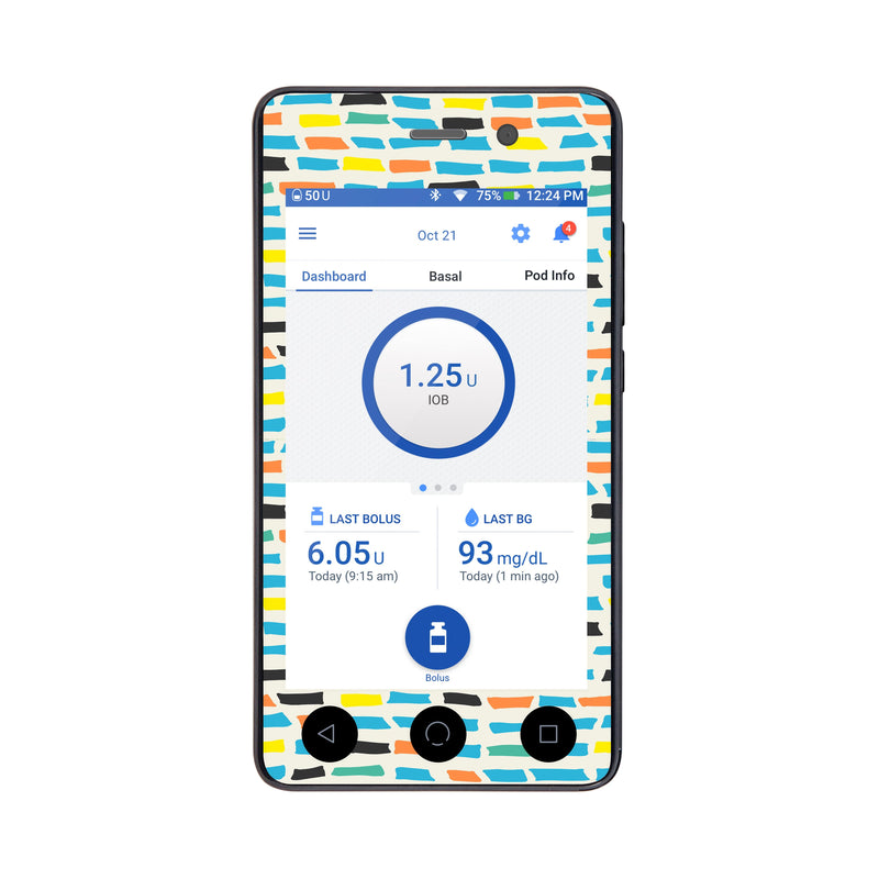 Peelz Colorful Sticks Sticker for Omnipod DASH ® PDM – Pump Peelz Peelz/Stickers White Smoke Whole System Peelz (front + case),Front Peelz,Case Peelz
