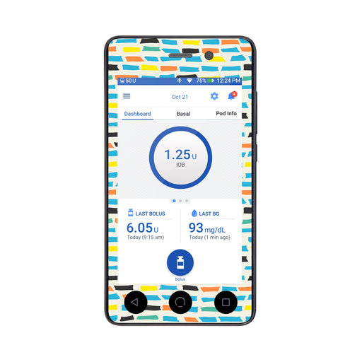 Peelz Colorful Sticks Sticker for Omnipod DASH ® PDM – Pump Peelz Peelz/Stickers White Smoke Whole System Peelz (front + case),Front Peelz,Case Peelz
