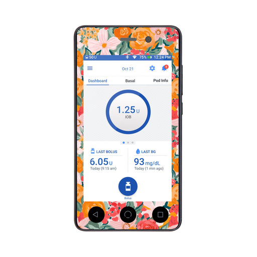 Peelz Blush Blossom Sticker for Omnipod DASH ® PDM – Pump Peelz Peelz/Stickers White Smoke Whole System Peelz (front + case),Front Peelz,Case Peelz