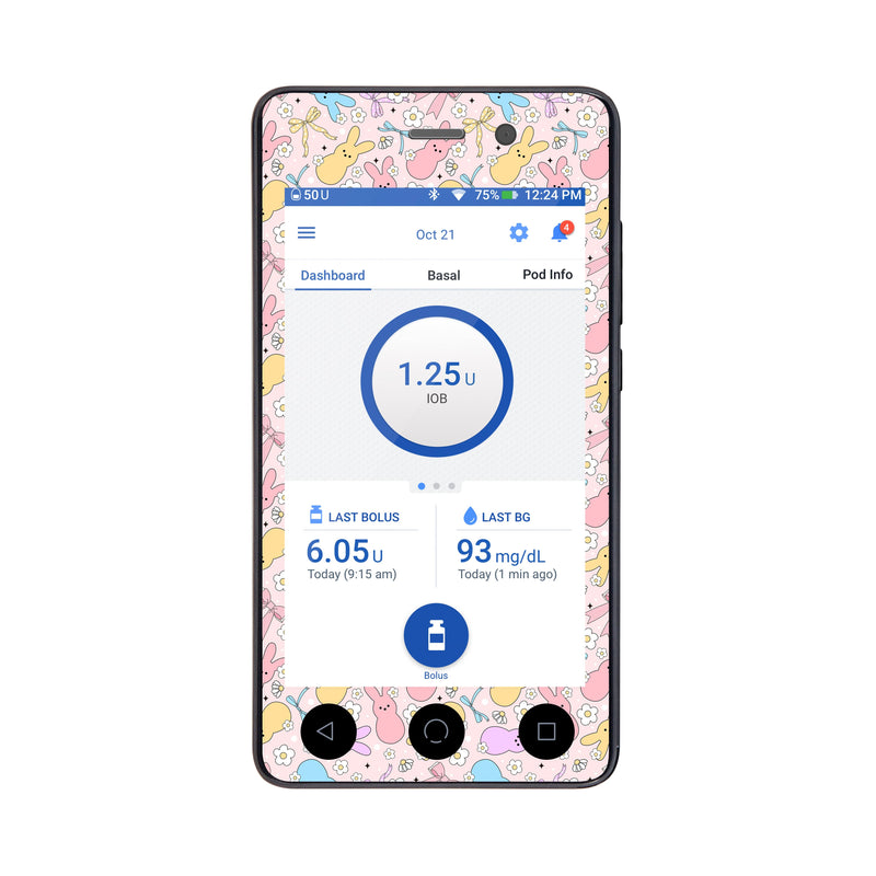 Peelz Hoppy Spring Sticker for Omnipod DASH ® PDM – Pump Peelz Peelz/Stickers White Smoke Whole System Peelz (front + case),Front Peelz,Case Peelz
