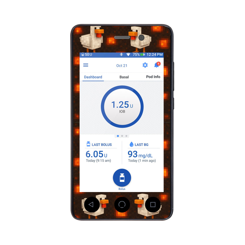 Peelz Inferno Chicken Sticker for Omnipod DASH® PDM – Pump Peelz Peelz/Stickers White Smoke Whole System Peelz (front + case),Front Peelz,Case Peelz