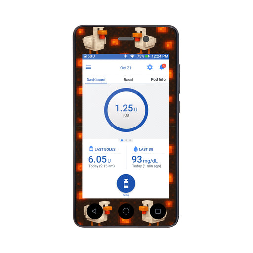 Peelz Inferno Chicken Sticker for Omnipod DASH® PDM – Pump Peelz Peelz/Stickers White Smoke Whole System Peelz (front + case),Front Peelz,Case Peelz
