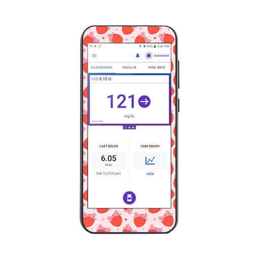 Peelz Strawberry Kisses Sticker for Omnipod® 5 Controller – Pump Peelz Peelz/Stickers White Smoke
