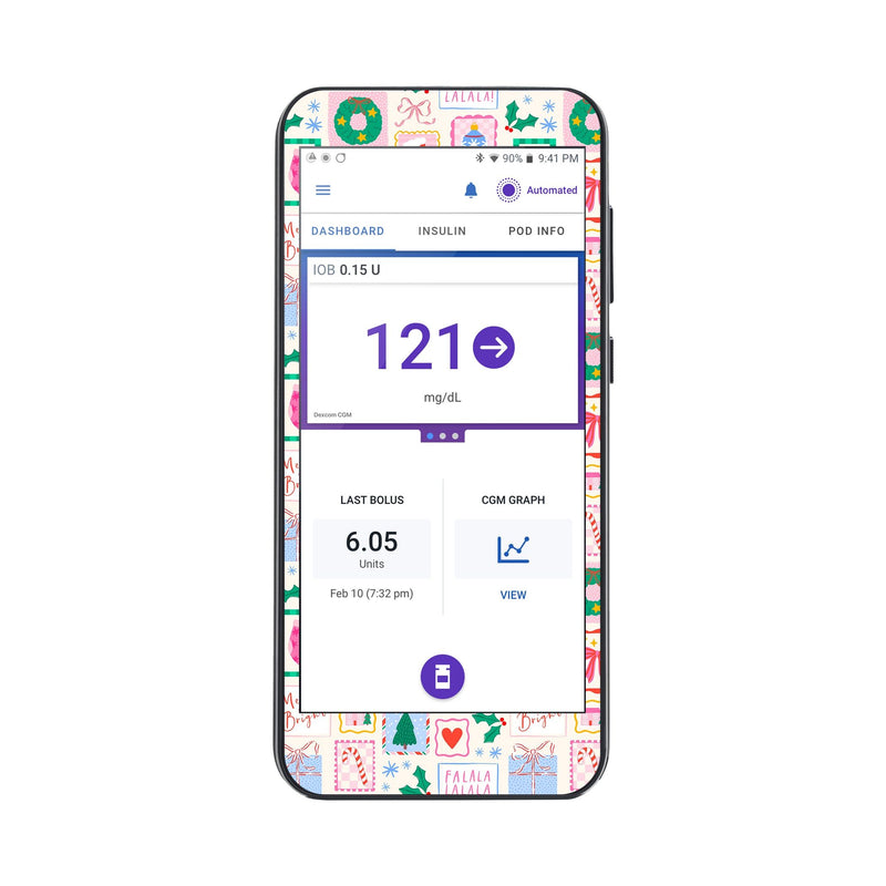 Peelz Holiday Greetings Sticker for Omnipod® 5 Controller – Pump Peelz Peelz/Stickers White Smoke