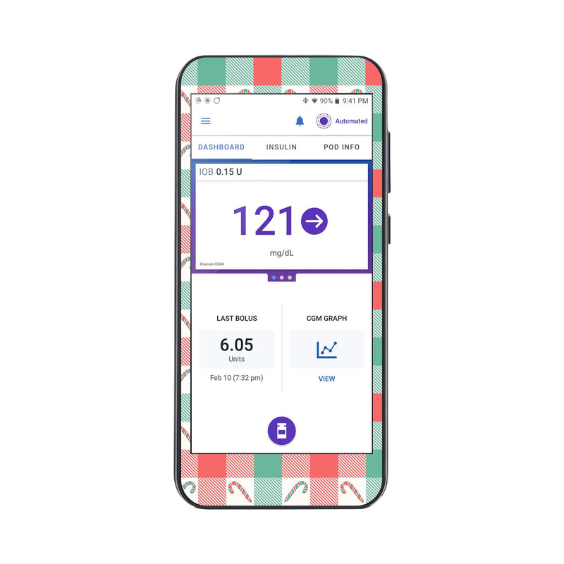 Peelz Peppermint Plaid Sticker for Omnipod® 5 Controller – Pump Peelz Peelz/Stickers White Smoke
