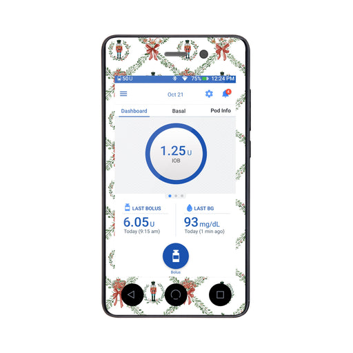 Peelz Nutcracker Noel Sticker for Omnipod DASH® PDM – Pump Peelz Peelz/Stickers White Smoke Whole System Peelz (front + case),Front Peelz,Case Peelz