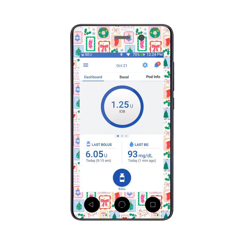 Peelz Holiday Greetings Sticker for Omnipod DASH® PDM – Pump Peelz Peelz/Stickers White Smoke Whole System Peelz (front + case),Front Peelz,Case Peelz