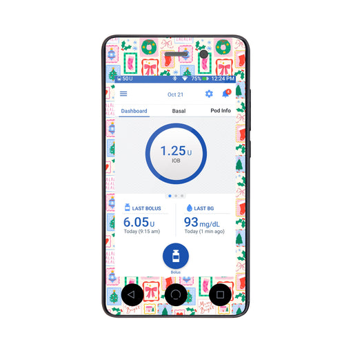 Peelz Holiday Greetings Sticker for Omnipod DASH® PDM – Pump Peelz Peelz/Stickers White Smoke Whole System Peelz (front + case),Front Peelz,Case Peelz
