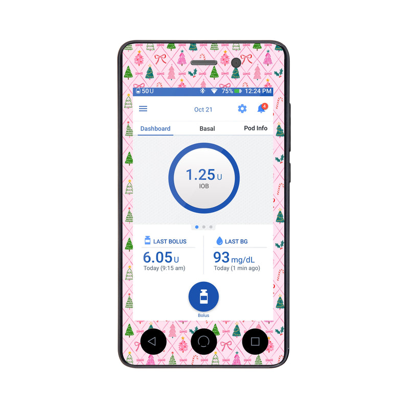 Peelz Coquette Christmas Sticker for Omnipod DASH® PDM – Pump Peelz Peelz/Stickers White Smoke Whole System Peelz (front + case),Front Peelz,Case Peelz