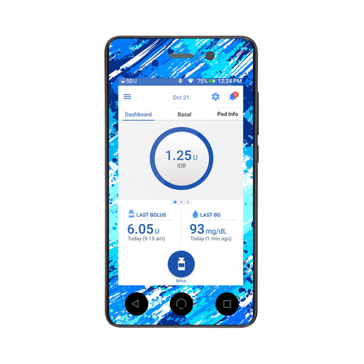 Peelz Beta Blue Sticker Sticker for Omnipod DASH® PDM – Pump Peelz Peelz/Stickers White Smoke Whole System Peelz (front + case),Front Peelz,Case Peelz