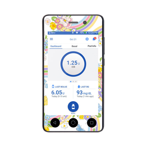 Peelz Rainbow Blooms Sticker for Omnipod DASH ® PDM – Pump Peelz Peelz/Stickers White Smoke Whole System Peelz (front + case),Front Peelz,Case Peelz