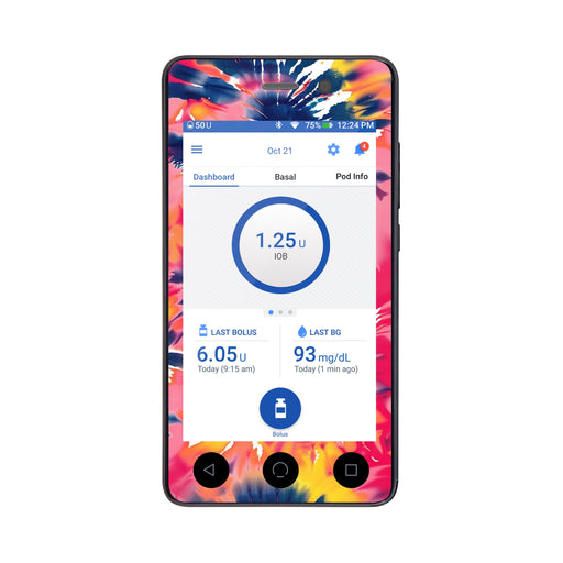 Peelz Summer Tie Dye Sticker for Omnipod DASH ® PDM – Pump Peelz Peelz/Stickers White Smoke Whole System Peelz (front + case),Front Peelz,Case Peelz