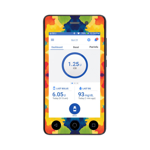 Peelz Bright Tie Dye Sticker for Omnipod DASH ® PDM – Pump Peelz Peelz/Stickers White Smoke Whole System Peelz (front + case),Front Peelz,Case Peelz