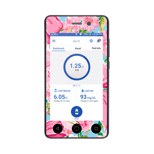 Peelz Blossom Bows Sticker for Omnipod DASH ® PDM – Pump Peelz Peelz/Stickers White Smoke Whole System Peelz (front + case),Front Peelz,Case Peelz