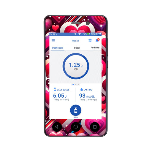 Peelz Sparkly Hearts Sticker for Omnipod DASH ® PDM – Pump Peelz Peelz/Stickers White Smoke Whole System Peelz (front + case),Front Peelz,Case Peelz