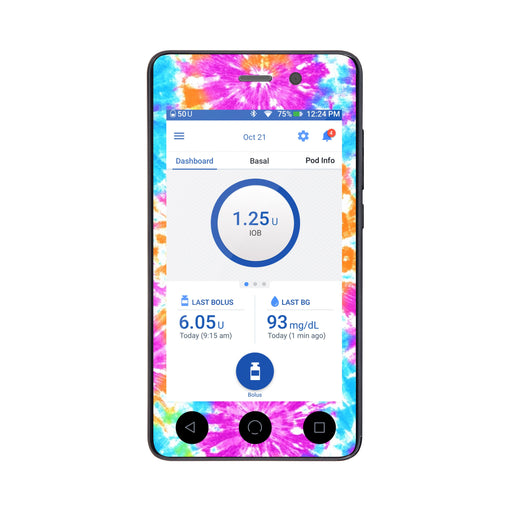 Peelz Neon Tie Dye Sticker for Omnipod DASH ® PDM – Pump Peelz Peelz/Stickers White Smoke Whole System Peelz (front + case),Front Peelz,Case Peelz