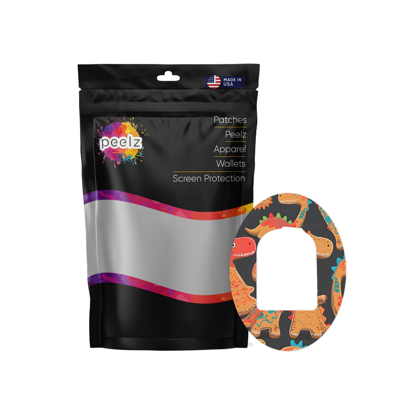 Peelz Jurassic Gingerbread Pod Patch Tape - Pump Peelz Patch Medical Tape White Smoke 12-Pack (Set of 12 Patches),4-Pack (Set of 4 Patches),1-Single (One Patch)