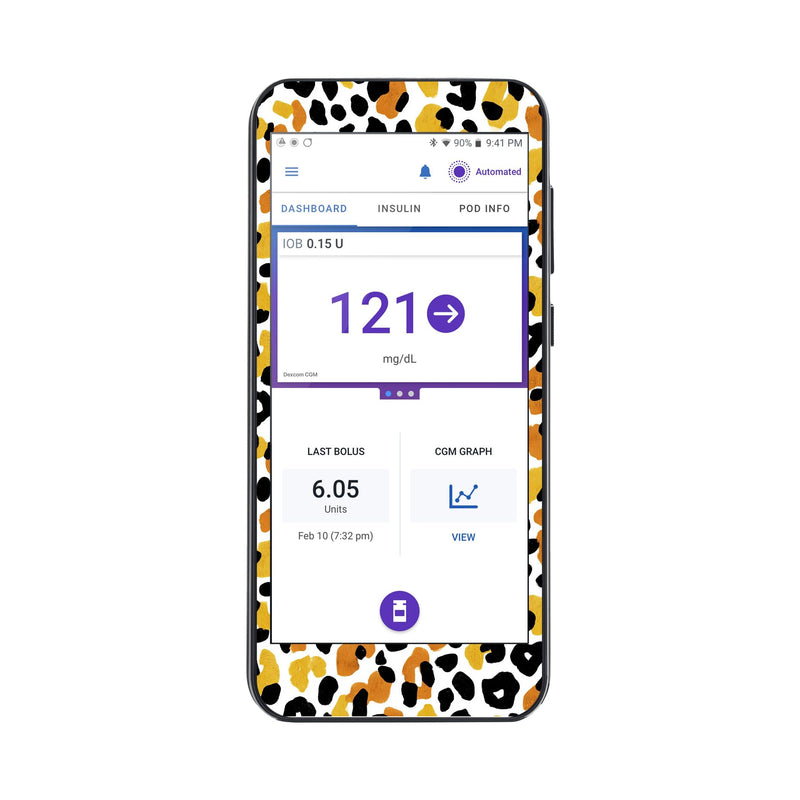 Peelz Golden Leopard Sticker for Omnipod® 5 Controller – Pump Peelz Peelz/Stickers White Smoke