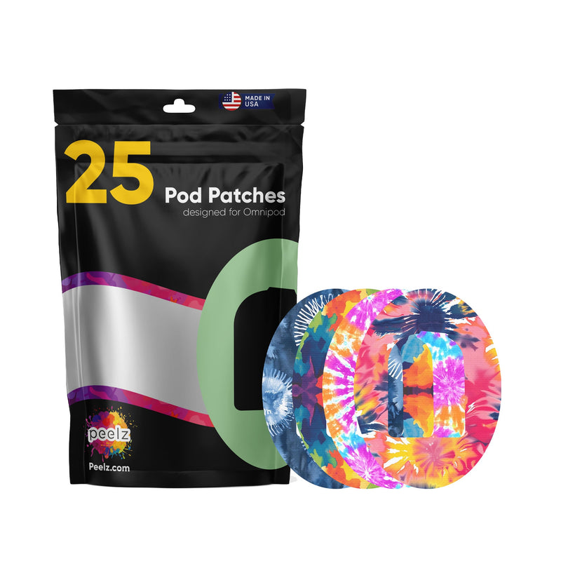 Peelz Tie Dye Variety Pack Pod Patch Tape - Pump Peelz Patch Medical Tape White Smoke 12-Pack (Set of 12 Patches),4-Pack (Set of 4 Patches)