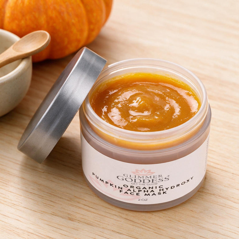 Glimmer Goddess® Organic Skin Care Organic Pumpkin AHA Face Mask – Exfoliating Treatment for Wrinkles & Glow Masks & Peels Bisque 2 oz.,4 oz.