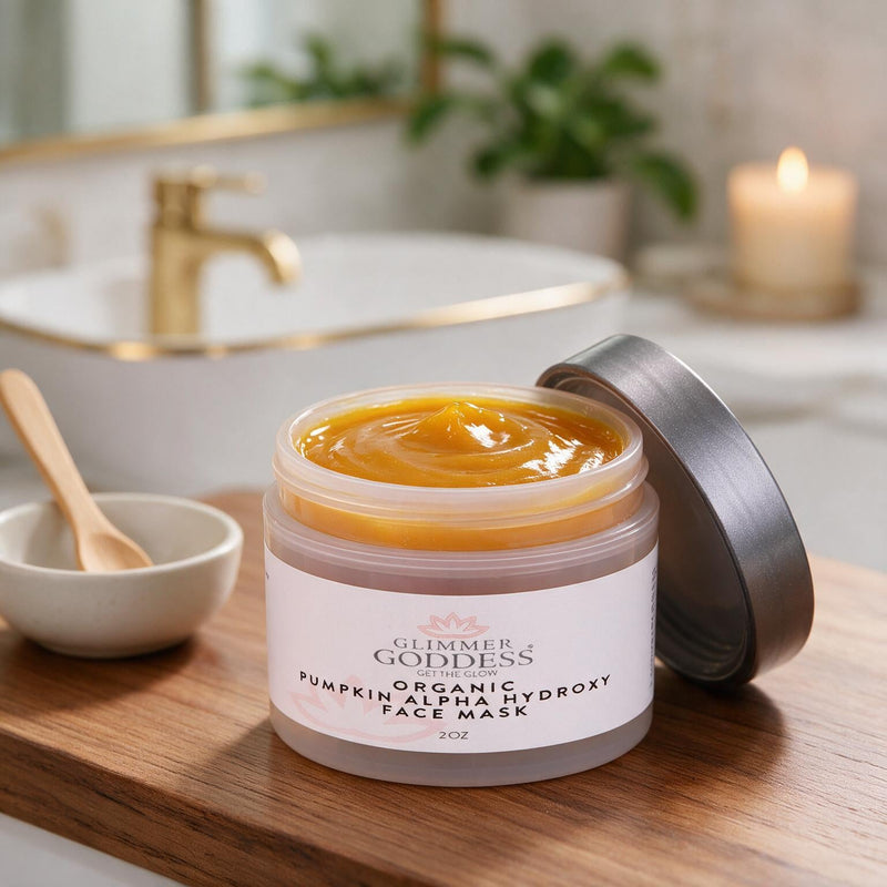 Glimmer Goddess® Organic Skin Care Organic Pumpkin AHA Face Mask – Exfoliating Treatment for Wrinkles & Glow Masks & Peels Light Gray 2 oz.,4 oz.