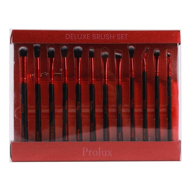 Prolux Cosmetics Deluxe Red Makeup Brush Set Saddle Brown