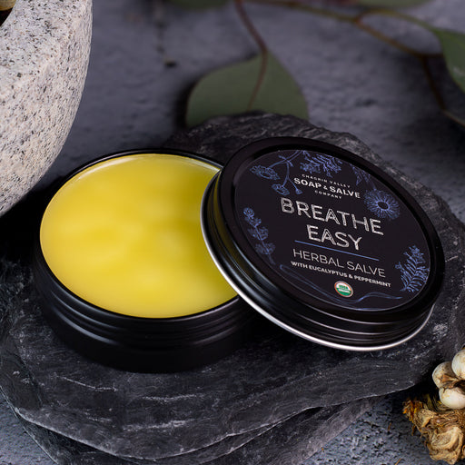 Chagrin Valley Soap & Salve Salve: Breathe Easy Healing Salve Dark Slate Gray 2 fl oz Tin,1 fl oz Tin
