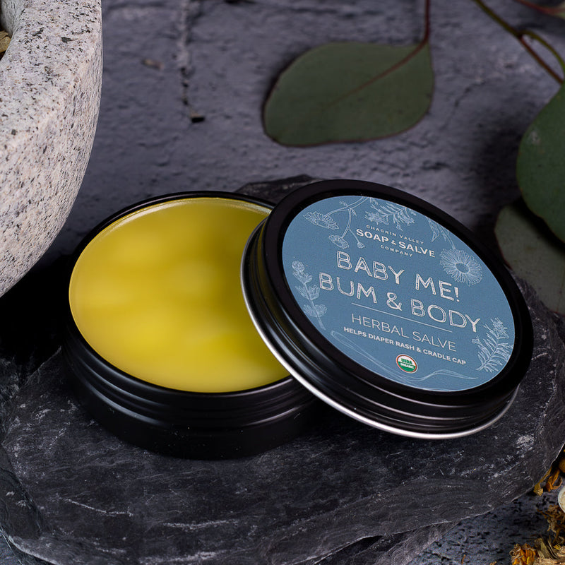 Chagrin Valley Soap & Salve Salve: Baby Me! Baby Bum & Body Salve Healing Salve Dark Slate Gray 2 fl oz Tin,1 fl oz Tin